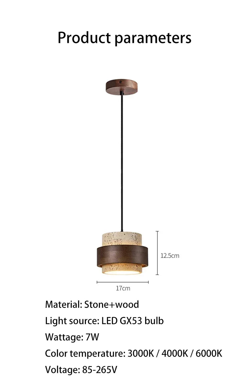 Stone & Walnut Pendant Lamp