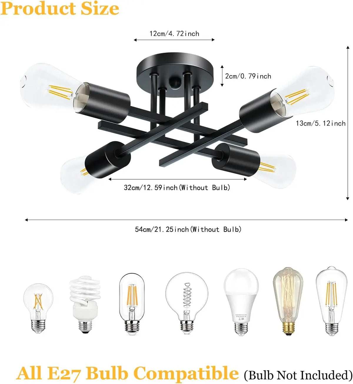 Mid-Century Sputnik Semi-Flush Chandelier