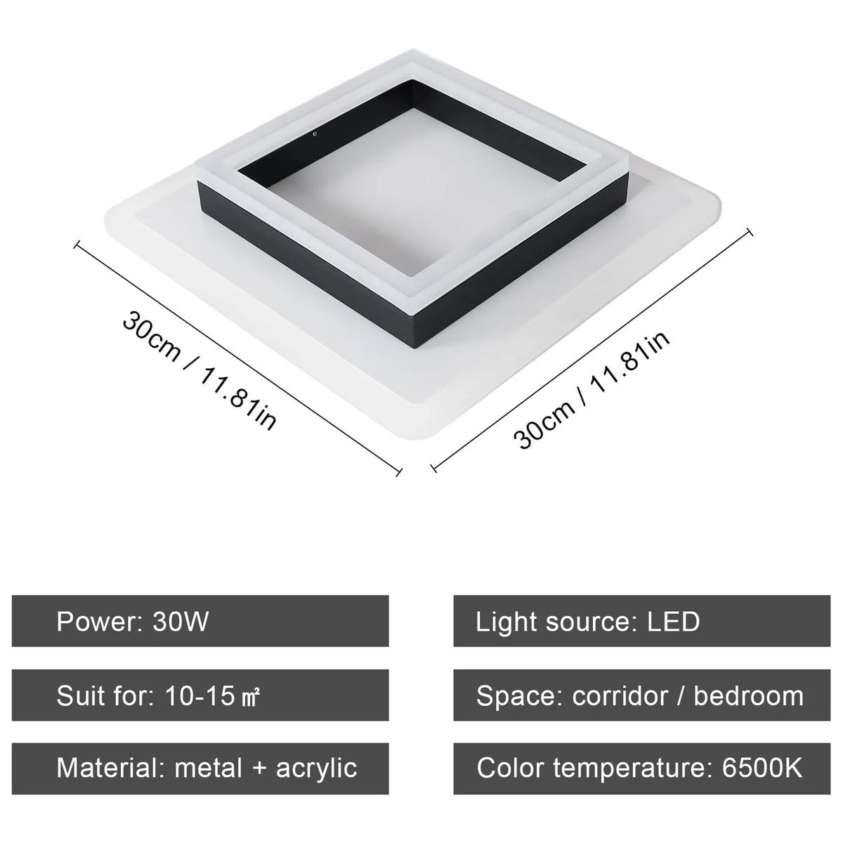 Minimalist Square Acrylic LED Ceiling Light