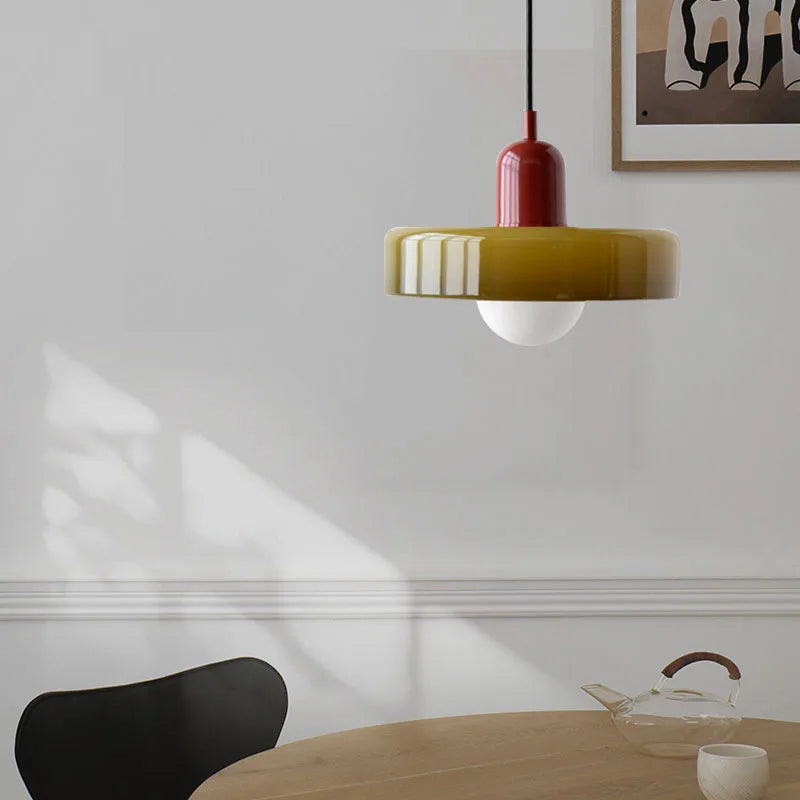 Retro Bauhaus Fluted Glass Chandelier