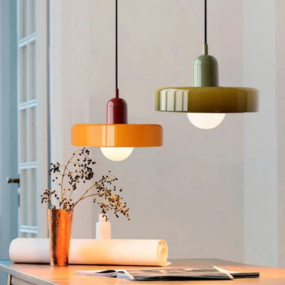 Retro Bauhaus Fluted Glass Chandelier