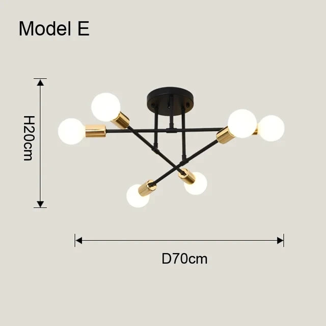 Nordic Black & Gold Minimalist Chandelier