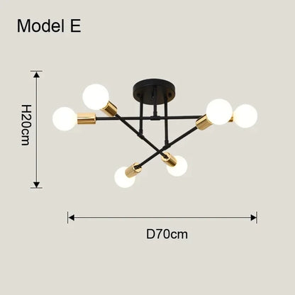 Nordic Black & Gold Minimalist Chandelier