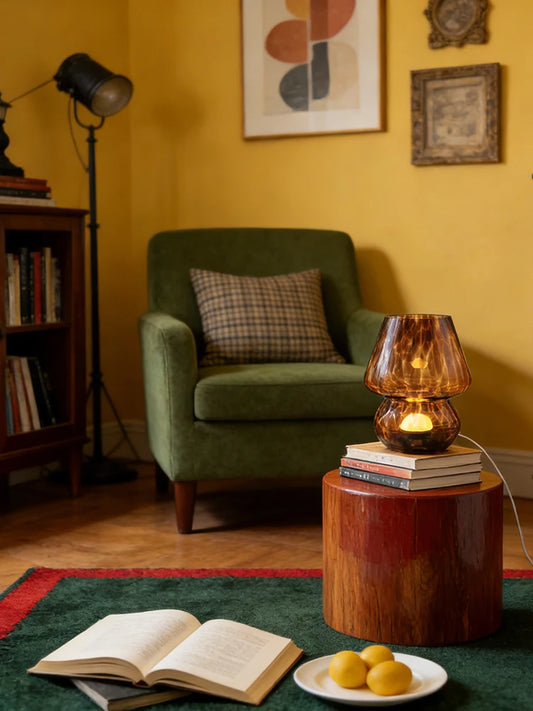 Vintage Glass Nightstand Lamp