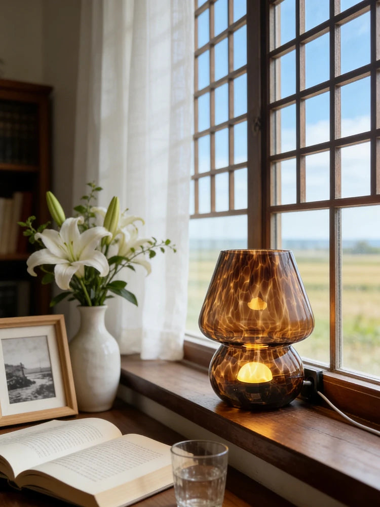 Vintage Glass Nightstand Lamp