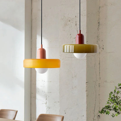 Retro Bauhaus Fluted Glass Chandelier