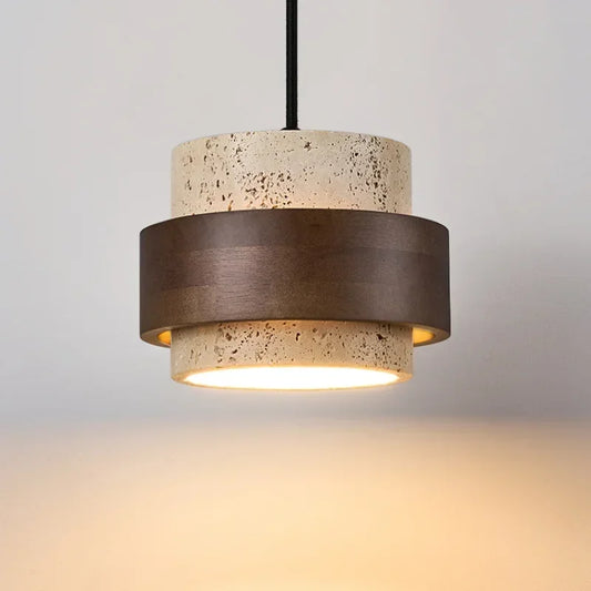 Stone & Walnut Pendant Lamp