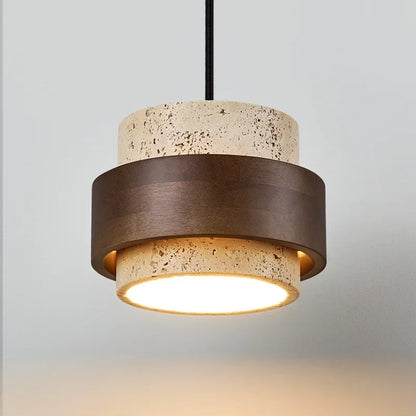 Stone & Walnut Pendant Lamp