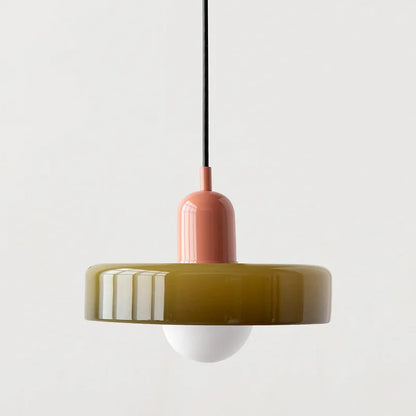 Retro Bauhaus Fluted Glass Chandelier