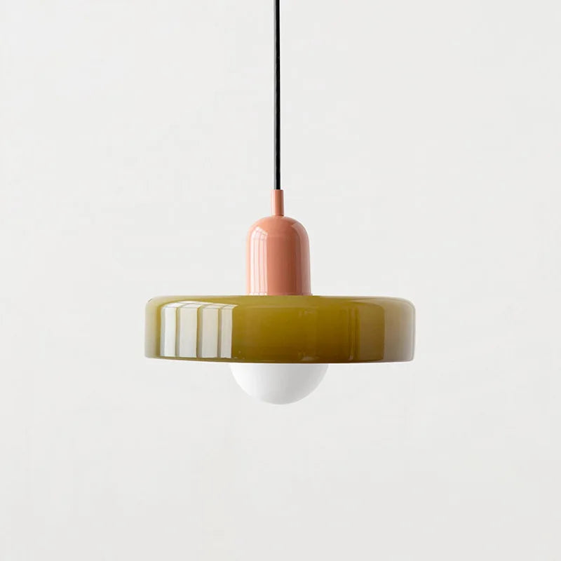 Retro Bauhaus Fluted Glass Chandelier