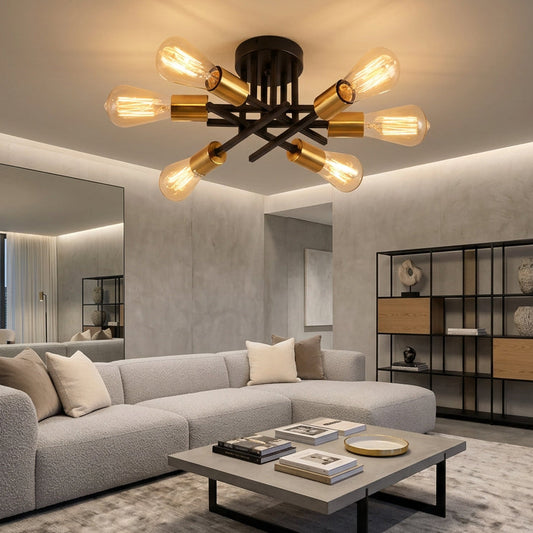 Mid-Century Sputnik Semi-Flush Chandelier