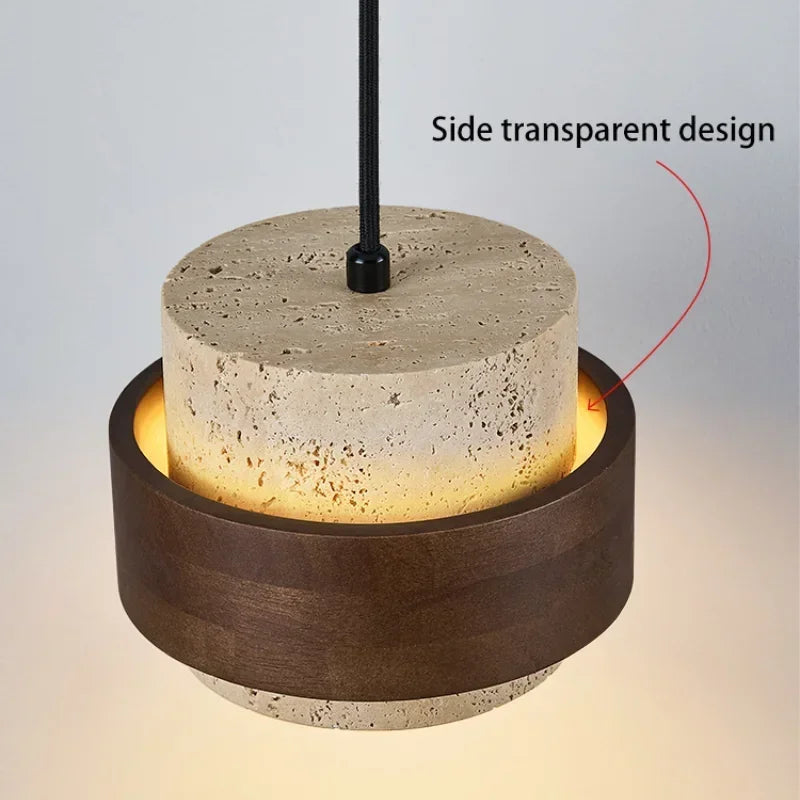 Stone & Walnut Pendant Lamp