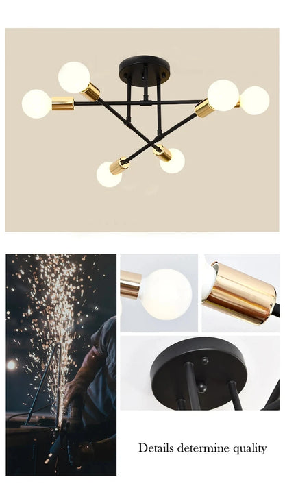 Nordic Black & Gold Minimalist Chandelier