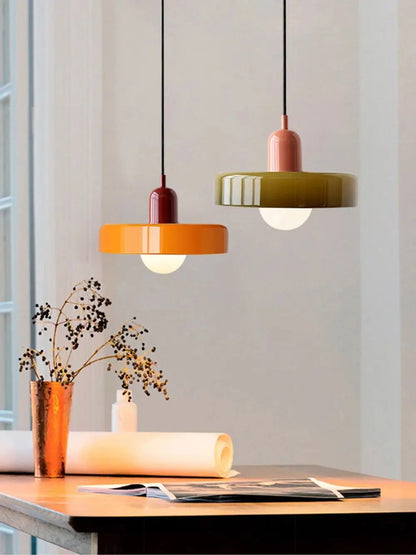 Retro Bauhaus Fluted Glass Chandelier