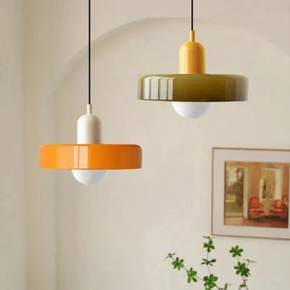 Retro Bauhaus Fluted Glass Chandelier