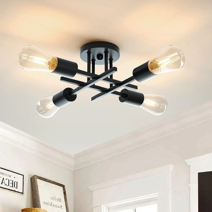 Mid-Century Sputnik Semi-Flush Chandelier