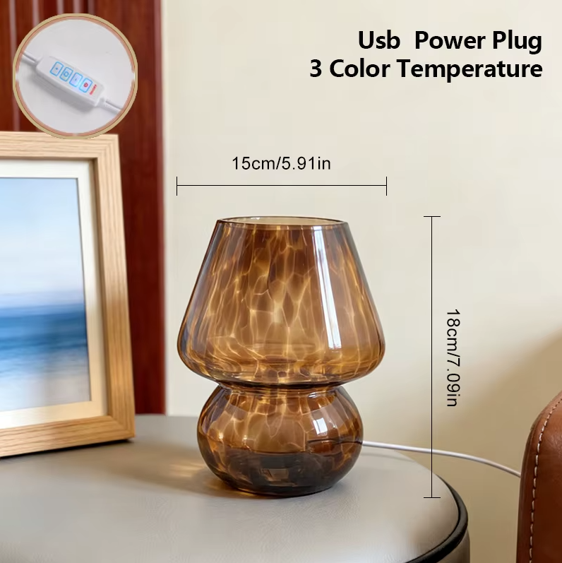 Vintage Glass Nightstand Lamp