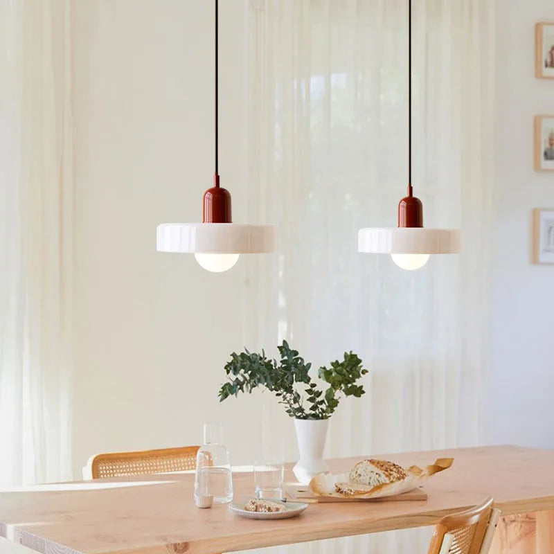 Retro Bauhaus Fluted Glass Chandelier