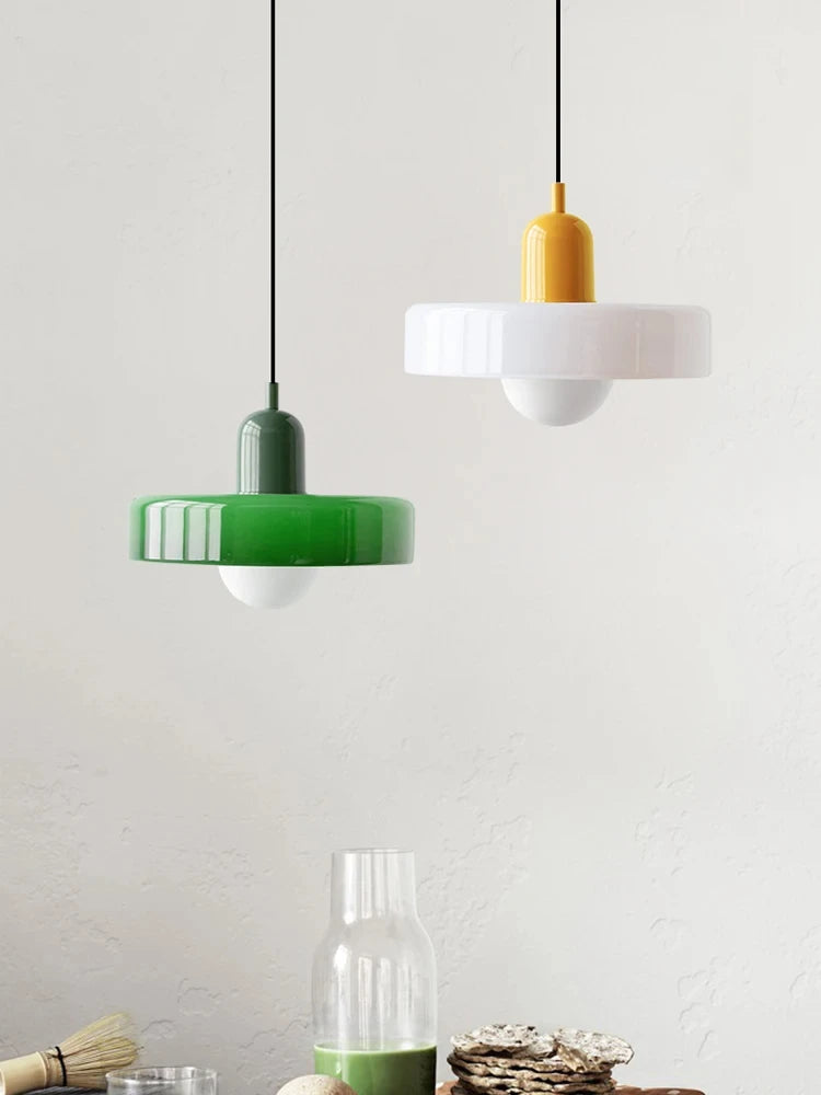 Retro Bauhaus Fluted Glass Chandelier